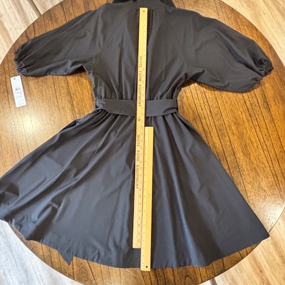 NWT Calvin Klein black dress puff 3/4 sleeve elastic waist removable belt sz6 - Picture 16 of 16